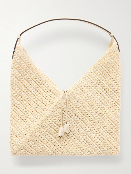  Hunting Season Hunting Season - Origami Small Leather-trimmed Raffia Tote - Neutral 