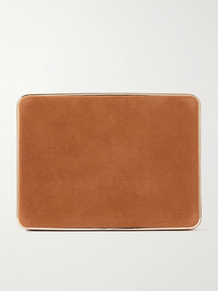  Hunting Season Hunting Season - Square Compact Leather-trimmed Suede Clutch - Light Brown 