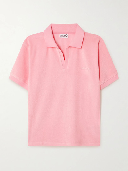  Hunza G Hunza G - Embroidered Cotton-terry Polo Shirt - Pink 