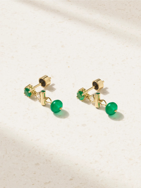  Ileana Makri Ileana Makri - 18-karat Gold Multi-stone Earrings - Green 