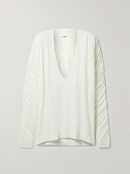  Interior Interior - Sidney Ruched Jersey Top - Ecru 