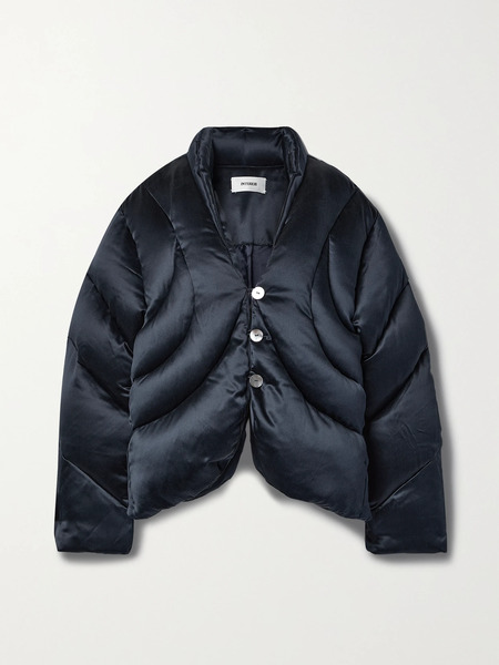  Interior Interior - The Mira Quilted Silk-satin Down Jacket - Navy 