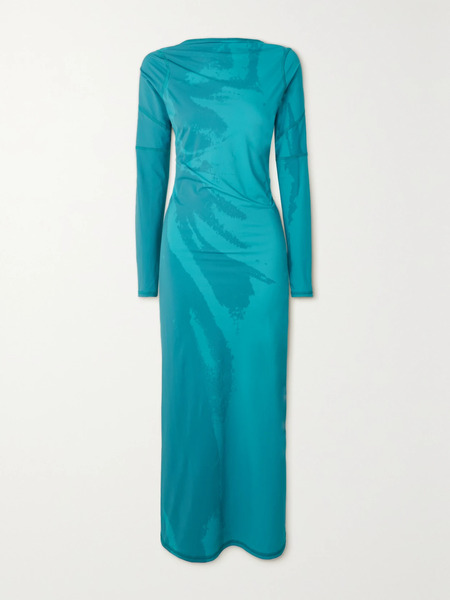  Ioannes Ioannes - Kylie Open-back Printed Stretch-jersey Midi Dress - Teal 