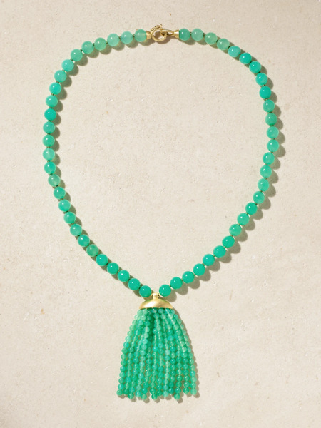  Irene Neuwirth Irene Neuwirth - Gumball Tassel 18-karat Gold Chrysoprase Necklace - One Size 