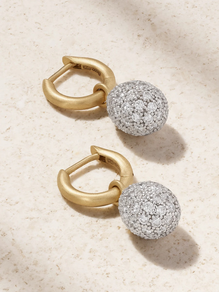  Irene Neuwirth Irene Neuwirth - Small Puffed 18-karat Yellow And White Gold Diamond Hoop Earrings - One Size 
