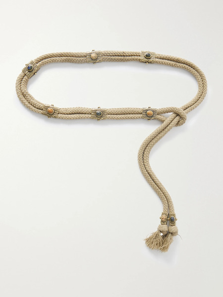  Isabel Marant Isabel Marant - Aleea Embellished Tasseled Cord Belt - Army Green 