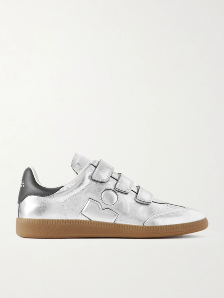  Isabel Marant Isabel Marant - Beth Metallic Leather Sneakers - Silver 