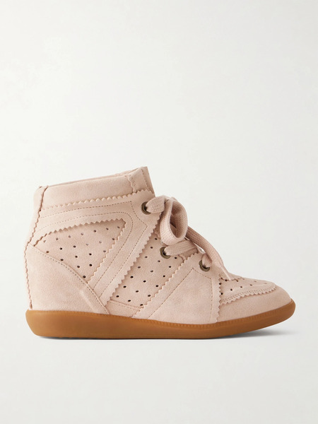  Isabel Marant Isabel Marant - Bobby Suede Wedge Sneakers - Pink 