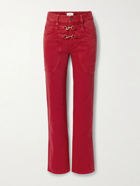  Isabel Marant Isabel Marant - Brinley Embellished High-rise Straight-leg Jeans - Red 