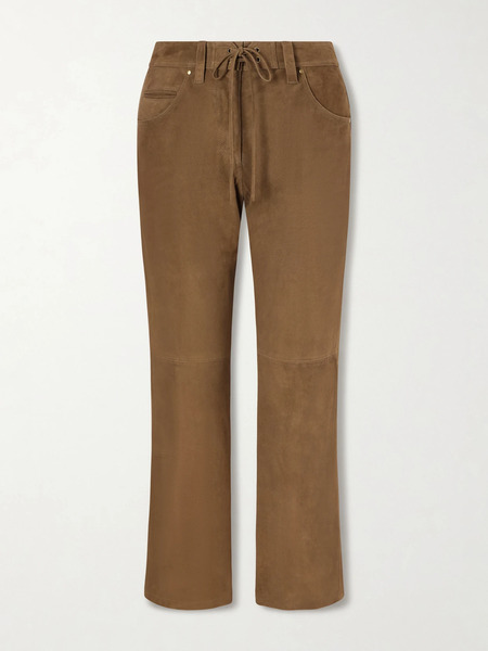  Isabel Marant Isabel Marant - Camilany Suede Slim-fit Pants - Army Green 