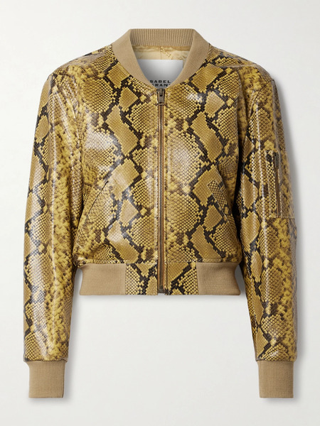  Isabel Marant Isabel Marant - Cerem Cropped Snake-effect Leather Jacket - Snake Print 