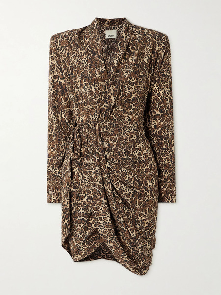  Isabel Marant Isabel Marant - Cleora Asymmetric Belted Leopard-print Stretch-silk Dress - Leopard Print 