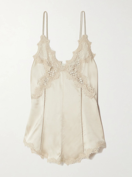  Isabel Marant Isabel Marant - Diandra Lace And Pointelle-trimmed Silk-blend Satin Camisole - Cream 