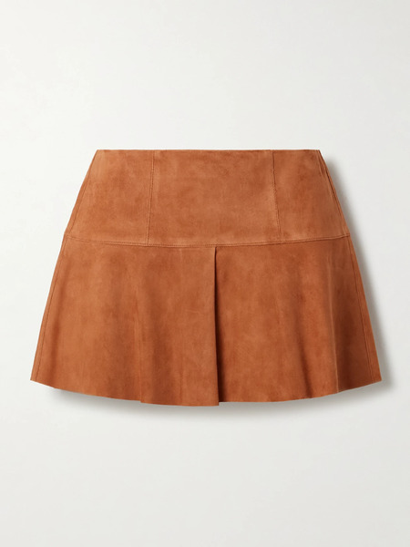  Isabel Marant Isabel Marant - Dilara Pleated Suede Mini Skirt - Brown 