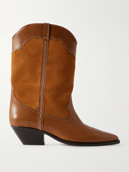  Isabel Marant Isabel Marant - Duerto Embroidered Suede And Leather Ankle Boots - Brown 