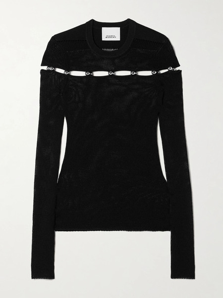  Isabel Marant Isabel Marant - Elsie Embellished Knitted Sweater - Black 