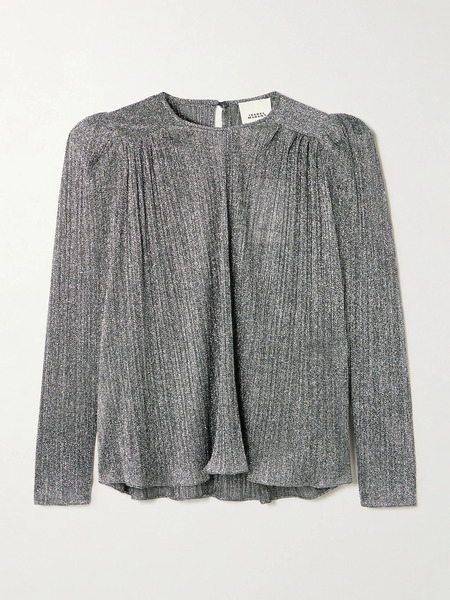  Isabel Marant Isabel Marant - Elyia Gathered Lamé Blouse - Silver 