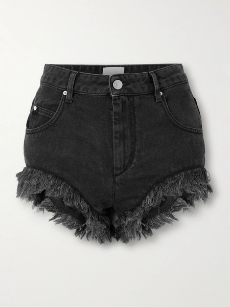  Isabel Marant Isabel Marant - Eneidao Fringed Denim Shorts - Black 