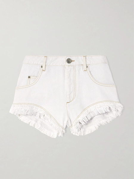  Isabel Marant Isabel Marant - Eneidao Fringed Denim Shorts - White 