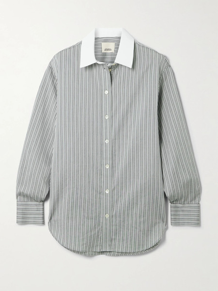  Isabel Marant Isabel Marant - Fabrilane Striped Cotton And Silk-blend Twill Shirt - Gray 