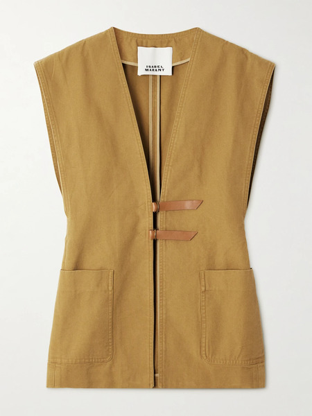  Isabel Marant Isabel Marant - Falila Leather-trimmed Cotton-canvas Vest - Camel 