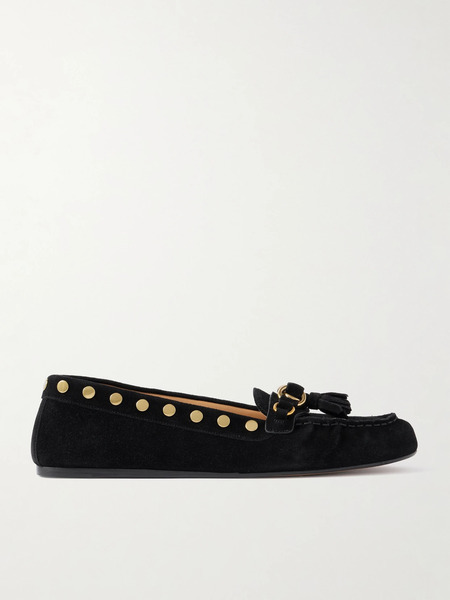  Isabel Marant Isabel Marant - Faxel Embellished Suede Loafers - Black 