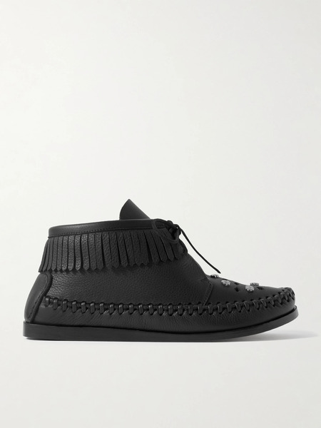  Isabel Marant Isabel Marant - Felsa Fringed Embellished Leather Ankle Boots - Black 
