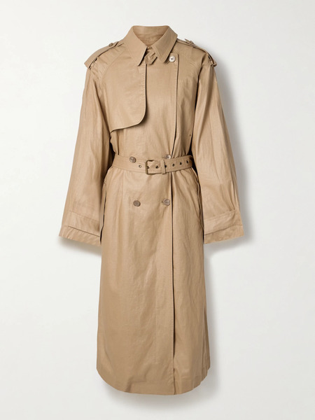  Isabel Marant Isabel Marant - Freanne Belted Double-breasted Linen-blend Trench Coat - Sand 
