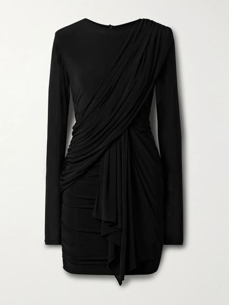  Isabel Marant Isabel Marant - Georgia Ruched Draped Stretch-jersey Mini Dress - Black 