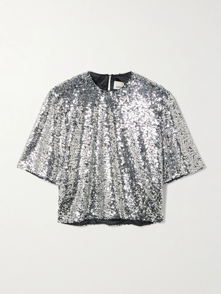  Isabel Marant Isabel Marant - Helga Embellished Tulle Top - Silver 