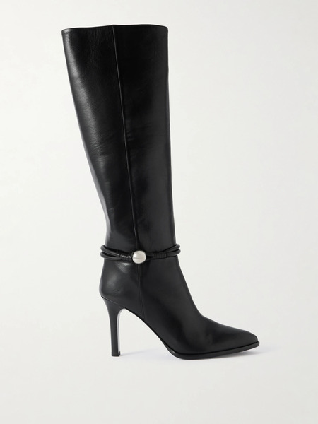  Isabel Marant Isabel Marant - Ieva Embellished Leather Knee Boots - Black 