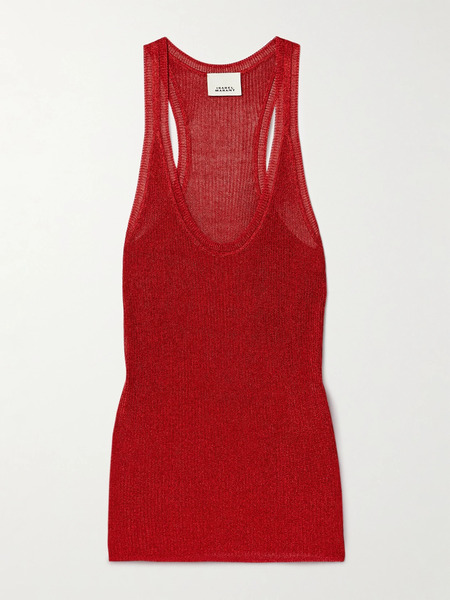  Isabel Marant Isabel Marant - Joely Metallic Ribbed-knit Tank - Red 
