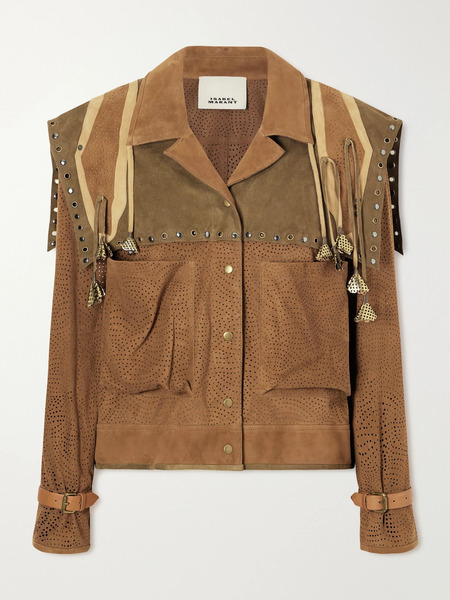  Isabel Marant Isabel Marant - Kayae Embellished Perforated Suede Jacket - Bronze 