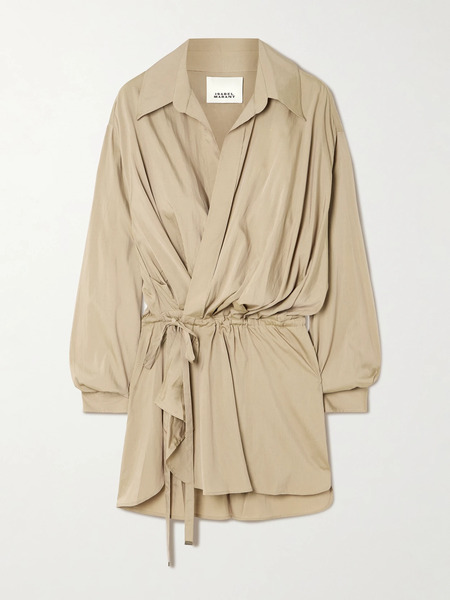  Isabel Marant Isabel Marant - Keren Belted Gathered Modal-blend Wrap Blouse - Army Green 