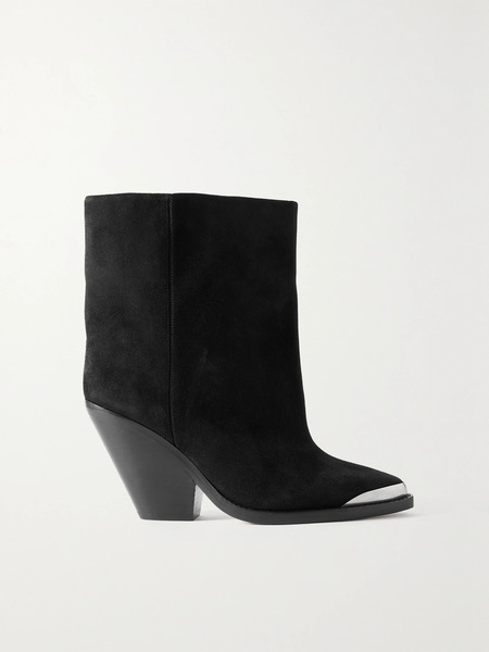  Isabel Marant Isabel Marant - Ladel Embellished Suede Ankle Boots - Black 