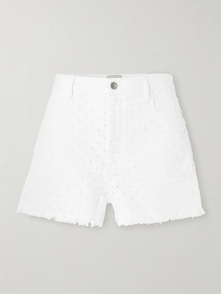  Isabel Marant Isabel Marant - Lesia Frayed Perforated Denim Shorts - White 