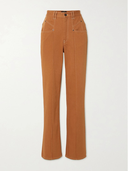  Isabel Marant Isabel Marant - Lirokae Herringbone Cotton Slim-leg Pants - Brick 