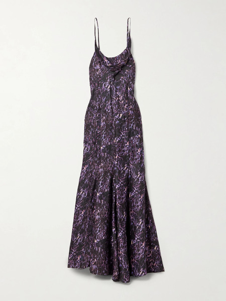  Isabel Marant Isabel Marant - Manelia Draped Printed Fil Coupé Maxi Dress - Plum 