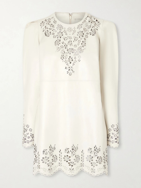  Isabel Marant Isabel Marant - Nala Laser-cut Leather Mini Dress - Ivory 