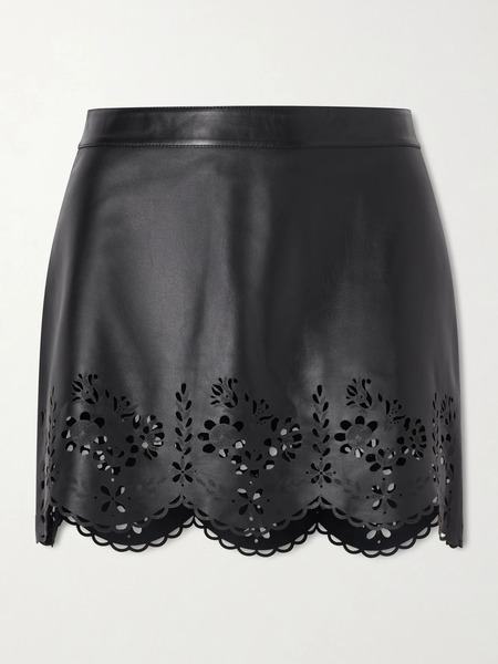  Isabel Marant Isabel Marant - Natea Laser-cut Leather Mini Skirt - Black 