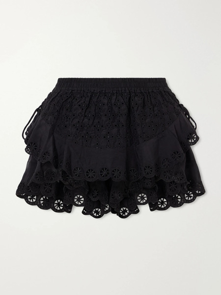  Isabel Marant Isabel Marant - Neis Embroidered Cotton And Silk-blend Shorts - Black 