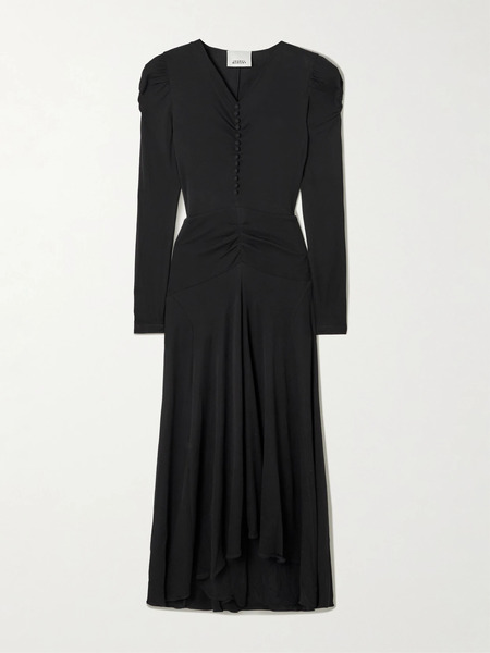  Isabel Marant Isabel Marant - Nejma Asymmetric Gathered Stretch-jersey Midi Dress - Black 