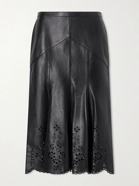  Isabel Marant Isabel Marant - Nisia Laser-cut Leather Midi Skirt - Black 