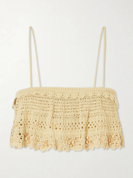  Isabel Marant Isabel Marant - Oraviel Crocheted Embellished Cotton-blend Tank - Sand 