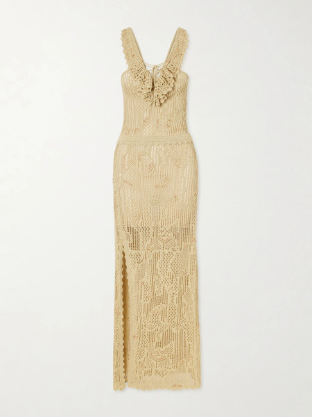  Isabel Marant Isabel Marant - Ornella Embellished Crocheted Cotton-blend Midi Dress - Beige 