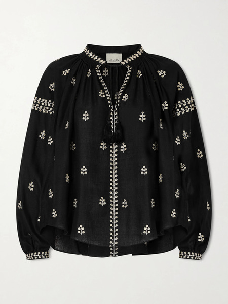  Isabel Marant Isabel Marant - Rodis Embroidered Silk Blouse - Black 