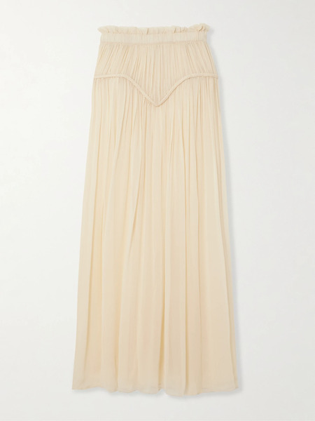  Isabel Marant Isabel Marant - Rolande Braided Gathered Silk-crepon Maxi Skirt - Beige 