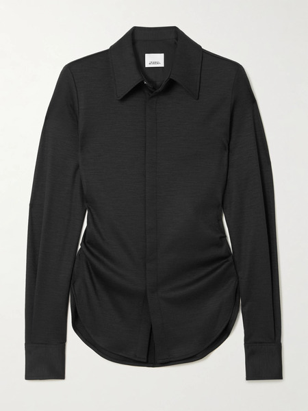  Isabel Marant Isabel Marant - Romea Ruched Wool-jersey Shirt - Black 