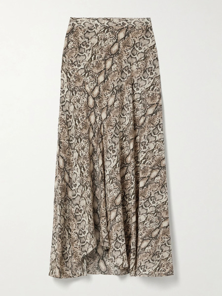  Isabel Marant Isabel Marant - Sakura Asymmetric Snake-print Silk-blend Skirt - Snake Print 