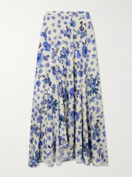  Isabel Marant Isabel Marant - Sakura Pleated Floral-print Silk-blend Midi Skirt - Blue 